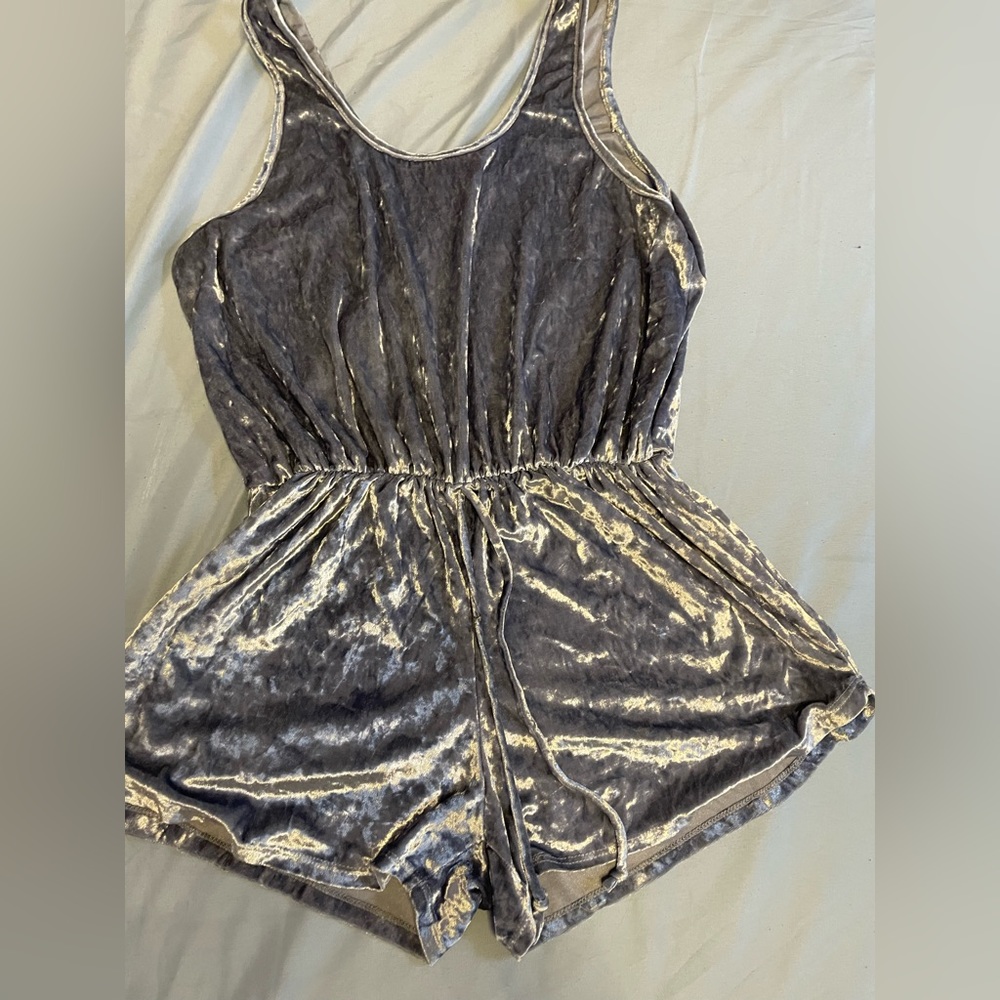 Large blue velvet romper